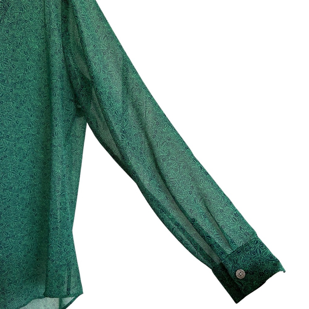 •CAbi Bountiful Sheer Blouse. Green & Navy. Size M - Picture 10 of 10